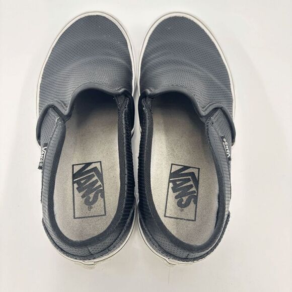 Vans Women's Asher Perforated Leather Slip On Sneaker Skate Shoes Black Size 6.0 - Picture 7 of 9